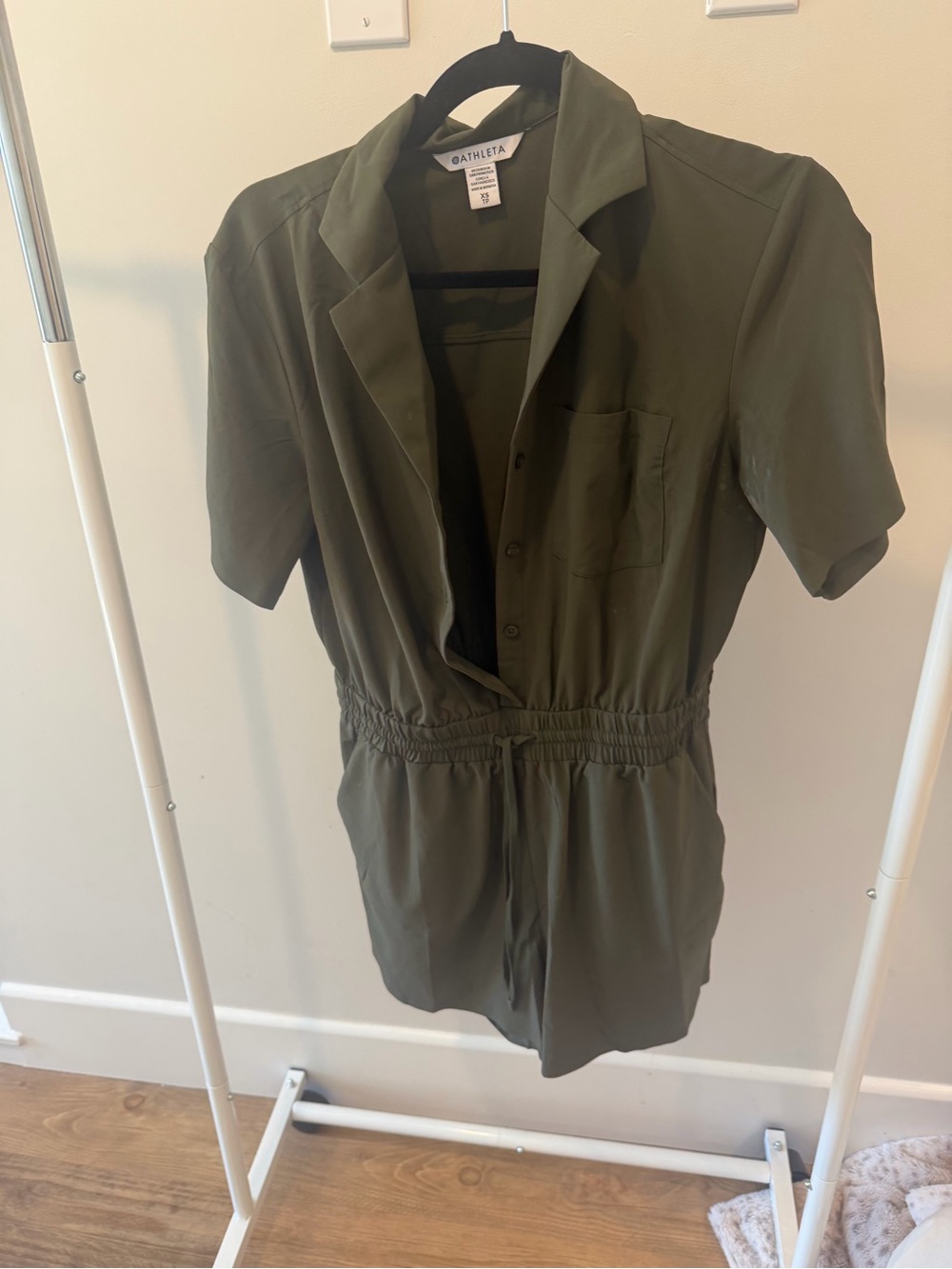 Athleta Kids Olive Short-Sleeve One-Piece Romper
